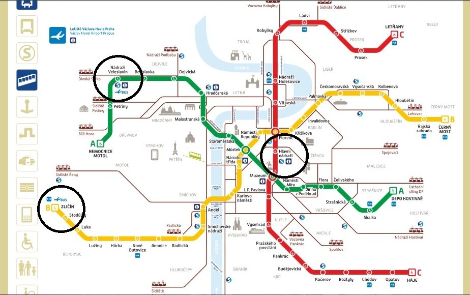 Актуальная карта метро Праги