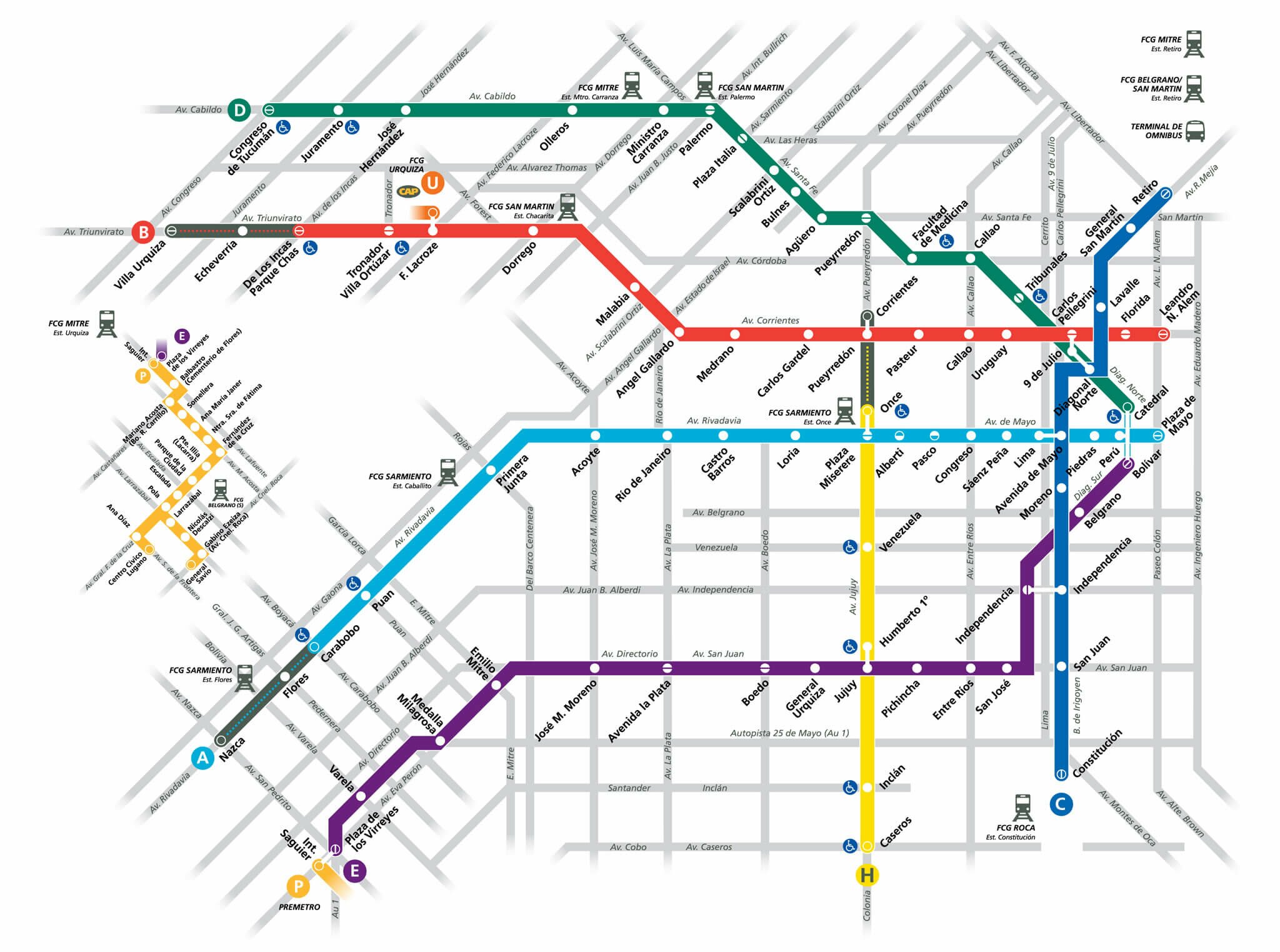 Карта метро Буэнос-Айреса